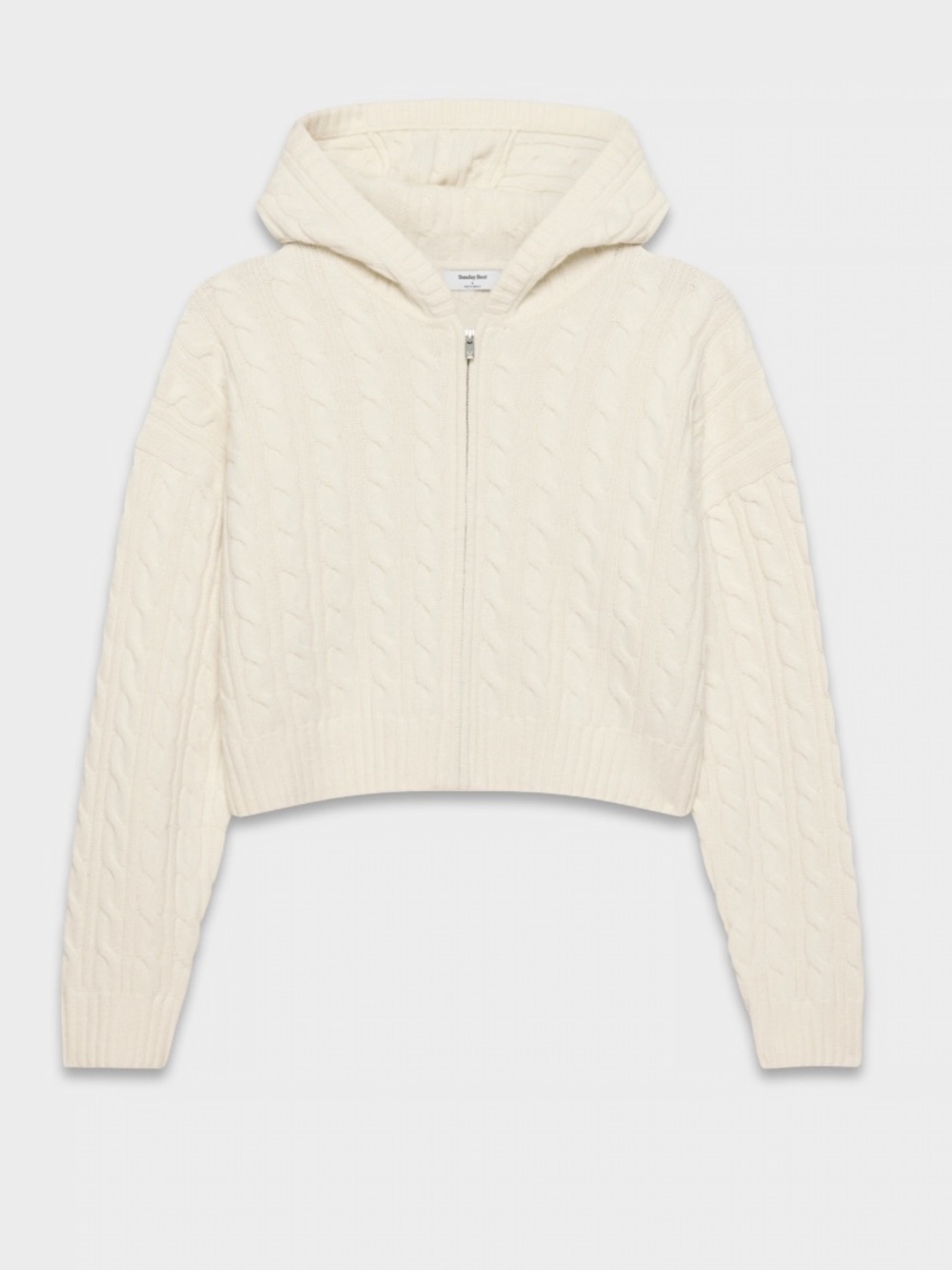 Aritzia Cable-Knit Zip Hoodie in Cream